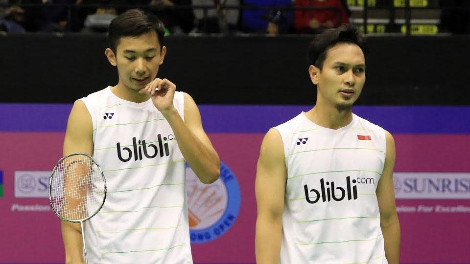 Pasangan ganda putra Indonesia, Mohammad Ahsan/Rian Agung Saputro di ajang Hong Kong Open 2016. - INDOSPORT