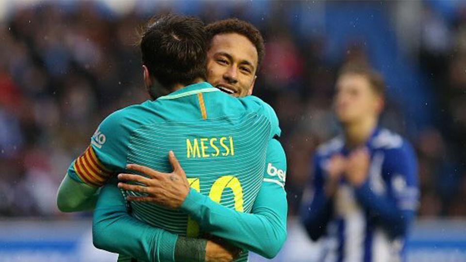 Lionel Messi dan Neymar menjadi aktor keunggulan Barcelona saat melawan Alaves. - INDOSPORT