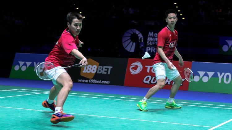 Pasangan ganda putra Indonesia, Kevin Sanjaya Sukamuljo /Marcus Fernaldi Gideon. - INDOSPORT