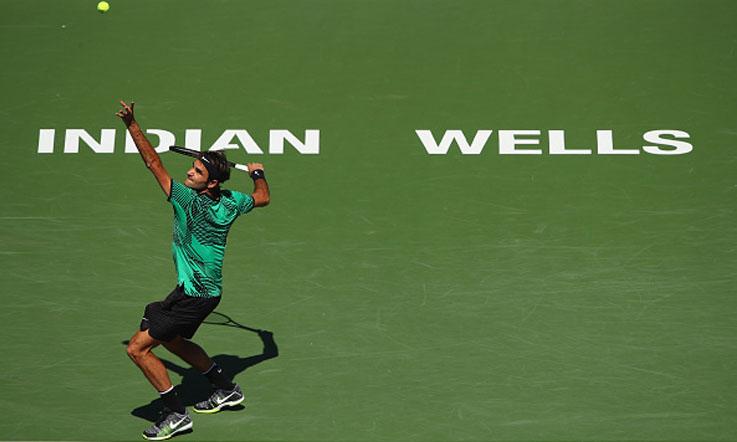 Roger Federer saat beraksi di Indian Wells Masters 2017. - INDOSPORT