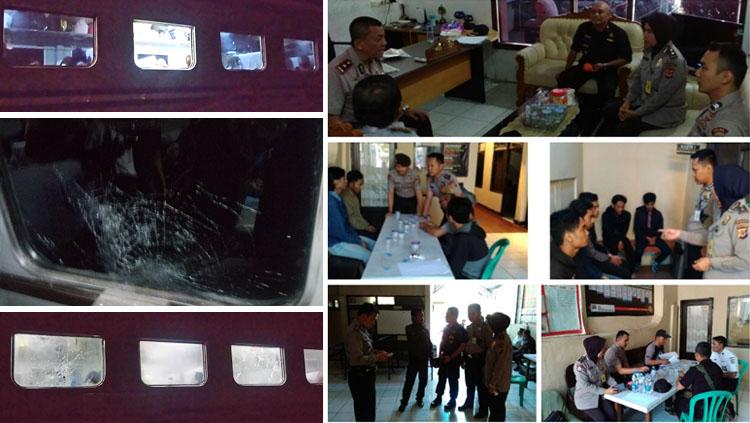 Sembilan orang telah diamankan polisi terkait pelemparan batu terhadap Kereta Serayu yang di tumpangi The Jak Mania di Stasiun Kiaracondong. - INDOSPORT