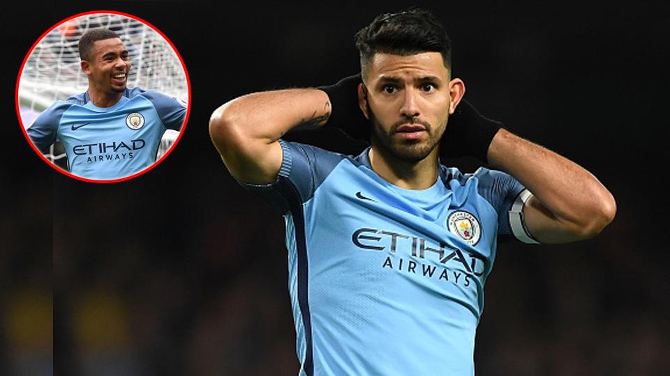 Penyerang Man City, Sergio Aguero (insert:Gabriel Jesus). - INDOSPORT