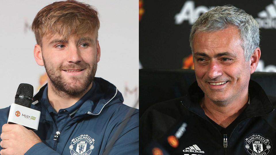 Luke Shaw (kiri) dan Jose Mourinho. - INDOSPORT