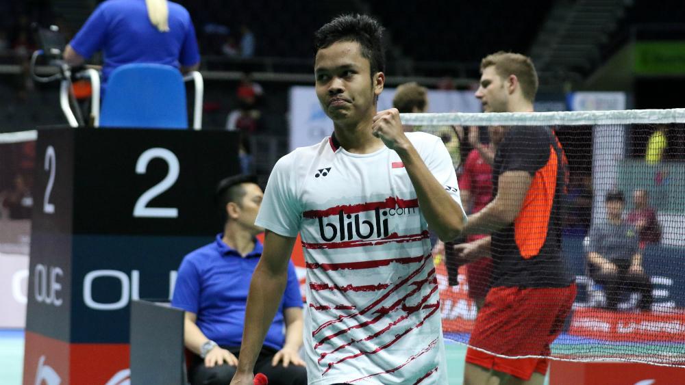 Anthony Ginting di babak dua Singapore Open 2017. - INDOSPORT