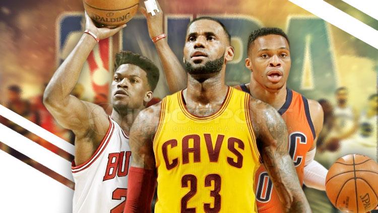 Russell Westbrook, LeBron James, dan Jimmy Butler. - INDOSPORT