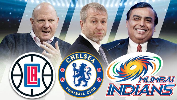 Steve Ballmer, Roman Abramovich, dan Mukesh Ambani. - INDOSPORT