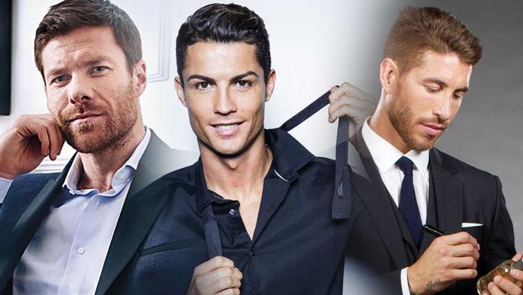 Kiri-kanan: Xabi Alonso, Cristiano Ronaldo, dan Sergio Ramos. - INDOSPORT
