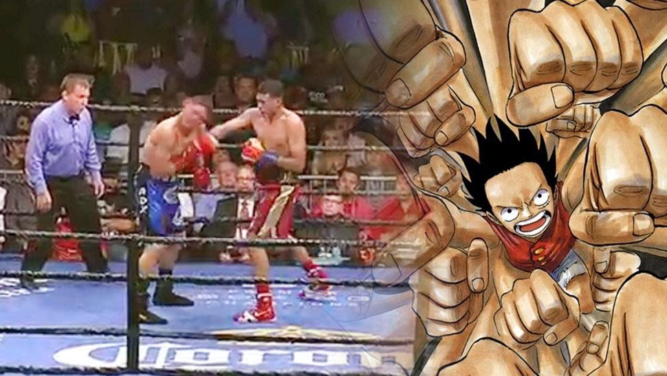 David Benavidez melakukan jurus yang sama dengan salah satu karakter animasi Jepang. - INDOSPORT