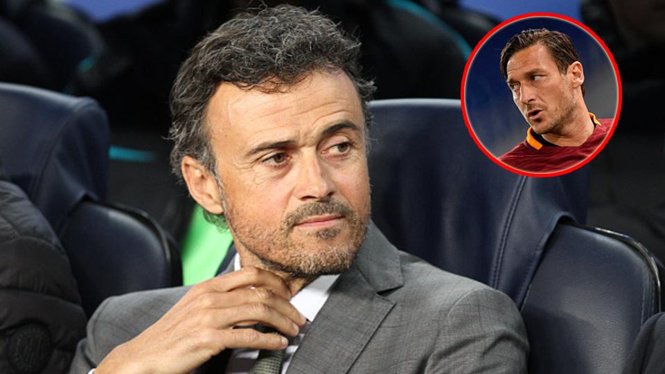 Pelatih Barcelona, Luis Enrique dan legenda AS Roma, Francesco Totti. - INDOSPORT