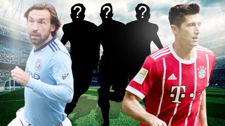 Robert Lewandowski dan Andrea Pirlo. - INDOSPORT
