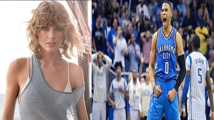 Taylor Swift dan Russell Westbrook. - INDOSPORT