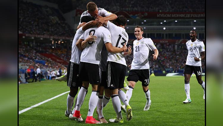 Selebrasi Timnas Jerman usai kalahkan Meksiko. - INDOSPORT