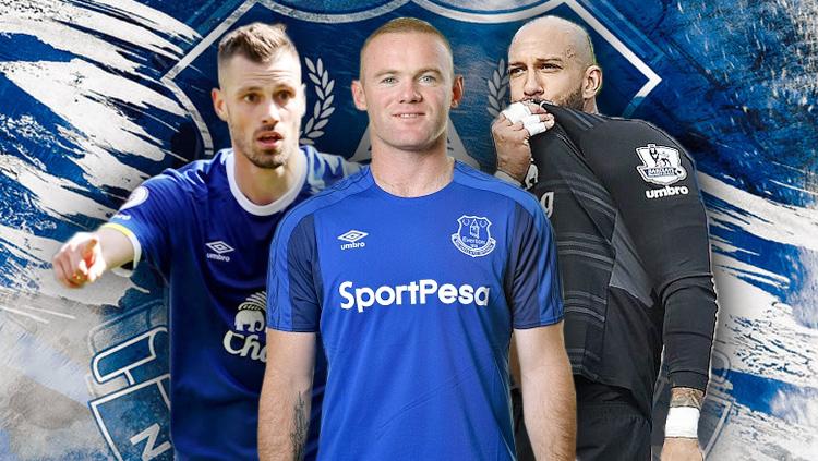 Morgan Schneiderlin, Wayne Rooney dan Tim Howard. - INDOSPORT