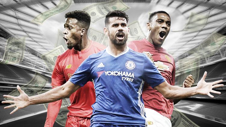 Kiri-kanan: Divock Origi, Diego Costa, dan Anthony Martial. - INDOSPORT