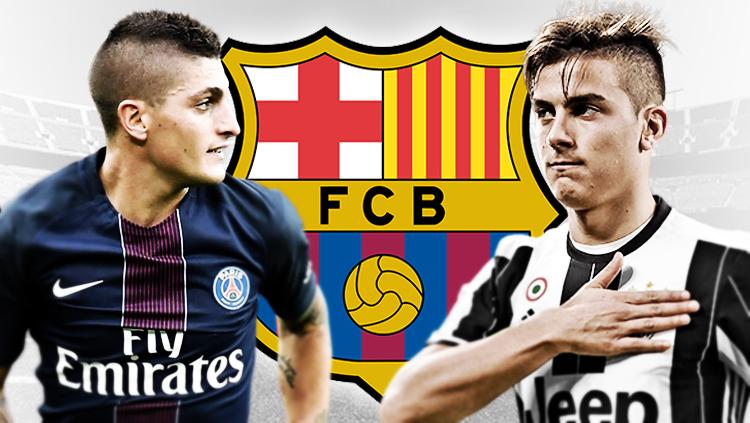 Marco Verratti dan Paulo Dybala, menjadi target Barcelona. - INDOSPORT