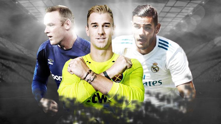 Kiri-kanan: Wayne Rooney, Joe Hart, dan Theo Hernandez. - INDOSPORT