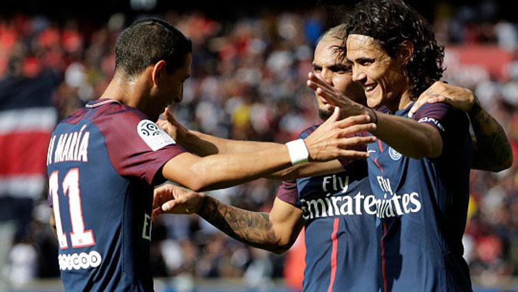 Selebrasi para pemain PSG usai mencetak gol ke gawang Amiens. - INDOSPORT