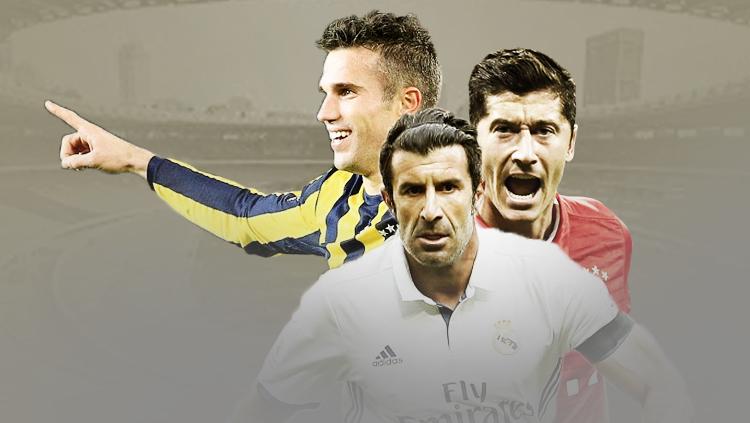 Robin van Persie, Luis Figo, dan Robert Lewandowski. - INDOSPORT