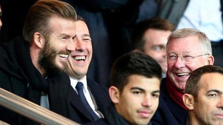Indosport - David Beckham dan Sir Alex Ferguson.