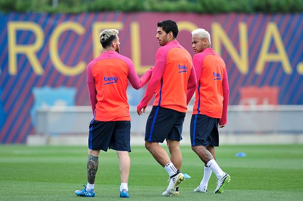 Trio Lionel Messi, Luis Suarez, dan Neymar Jr. Copyright: INTERNET