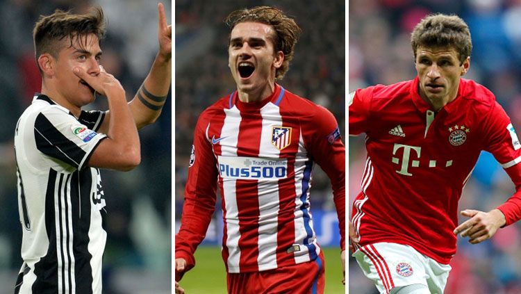 Paulo Dybala, Antoine Griezmann dan Thomas Mueller. Copyright: © Getty Images