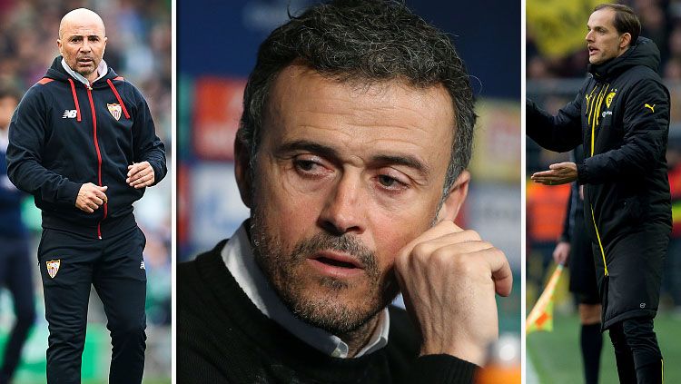 Jorge Sampaoli dan Thomas Tuchel dijagokan untuk menggantikan posisi Luis Enrique. Copyright: Aitor Alcalde Colomer/ TF-Images/Jean Catuffe/Getty Images