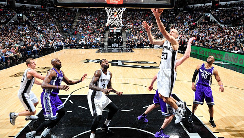 Sacramento Kings vs San Antonio Spurs. Copyright: Ronald Cortes/Mark Sobhani/NBAE via Getty Images
