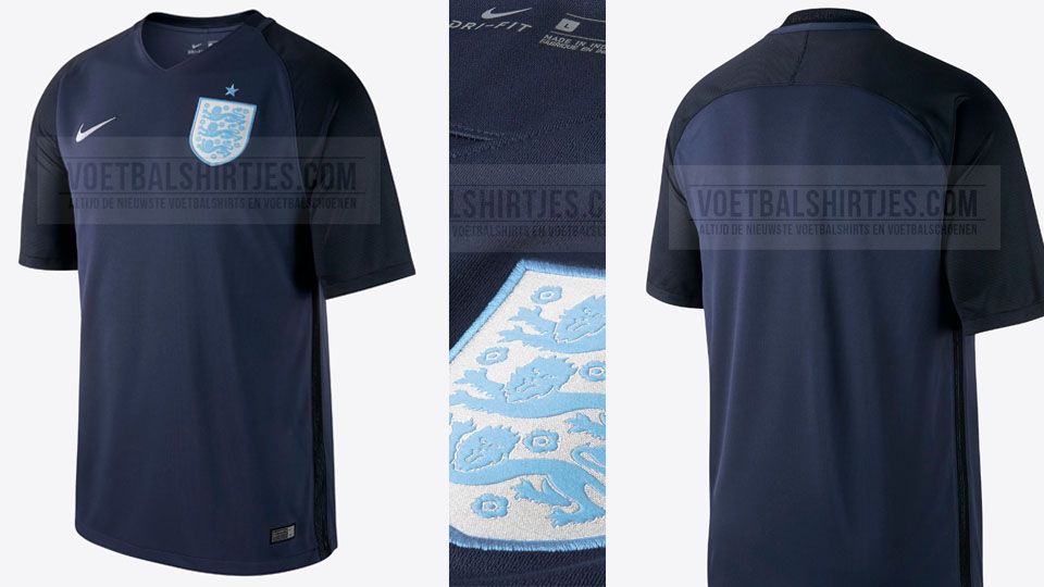 Jersey ketiga dari Timnas Inggris. Copyright: voetbalshirtjes.com
