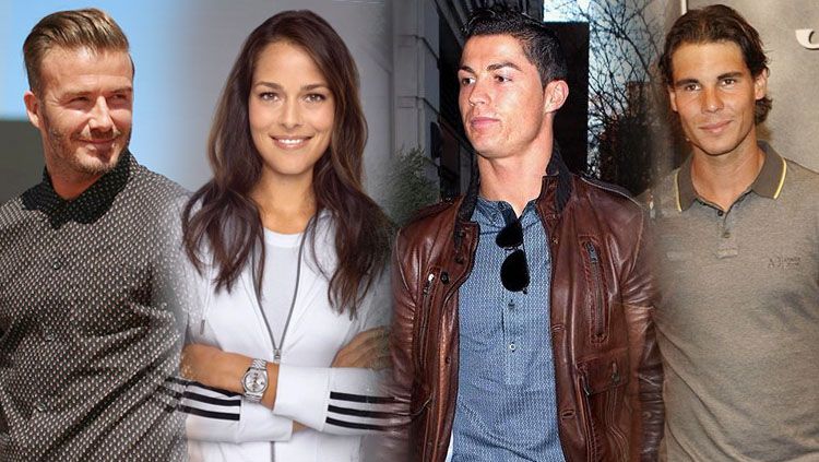 Kiri-kanan: David Beckham, Ana Ivanovic, Cristiano Ronaldo, dan Rafael Nadal. Copyright: © INDOSPORT/Getty Images