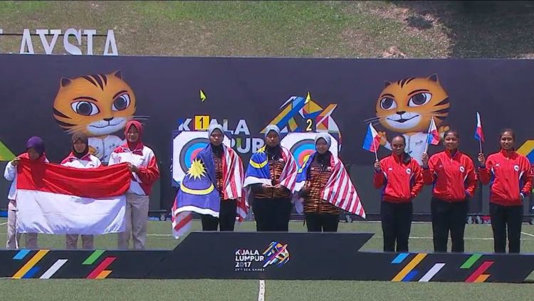 Podium cabor panahan beregu putri recurve SEA Games 2017. Copyright: © Vidio.com