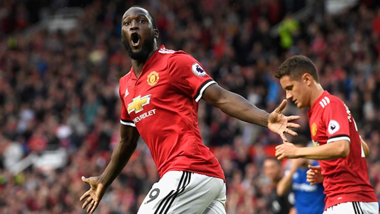 Romelu Lukaku melakukan selebrasi. Copyright: © INDOSPORT