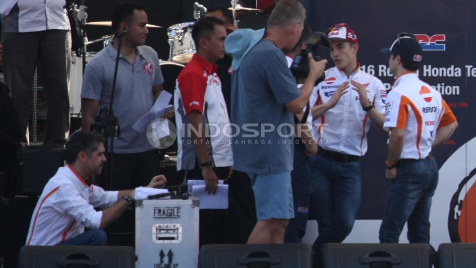 Marc Marquez dan Dani Pedrosa hadir dalam launching tim Repsol Honda untuk MotoGP 2016 di Sirkuit Sentul.