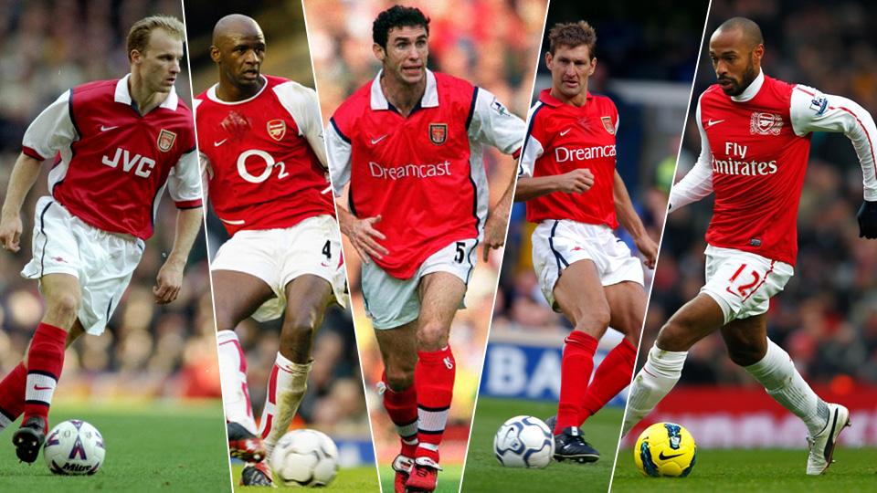 (Dari ke kanan) Dennis Bergkamp, Patrick Vieira, Martin Keown, Tony Adams dan Thierry Henry Copyright: INTERNET