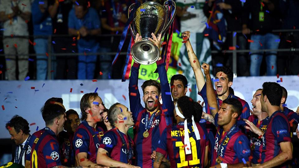 Barcelona selebrasi juara Liga Champions. Copyright: INTERNET