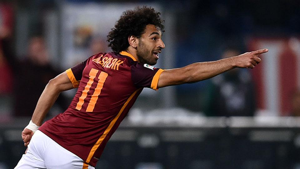 Penyerang AS Roma Mohamed Salah merayakan gol pada pertandingan Serie A (11/042016) Olympic stadium di Roma. Copyright: INTERNET