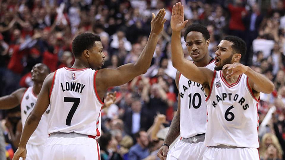 Selebrasi kemenangan tim Toronto Raptors. - INDOSPORT