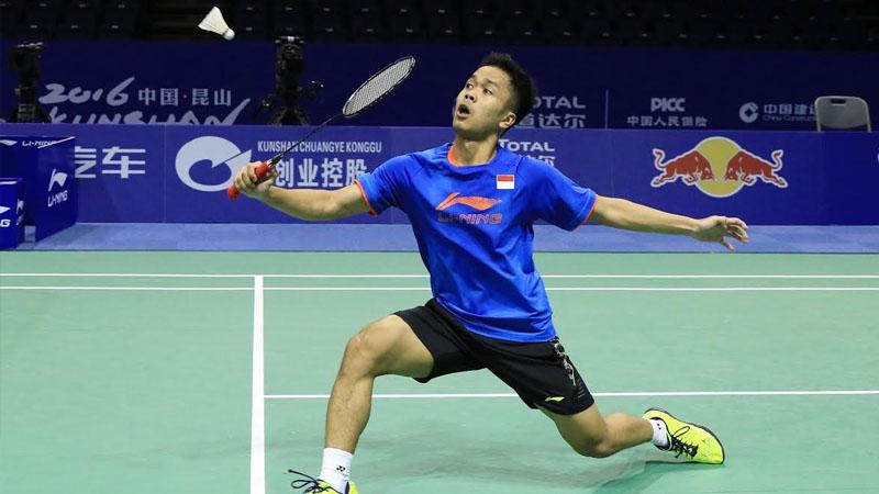 Anthony Sinisuka Ginting melakukan latihan.