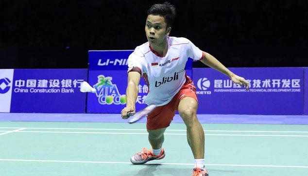 Anthony kalah dua set langsung dari wakil Denmark, Jan O Jorgensen 17-21 dan 12-21.