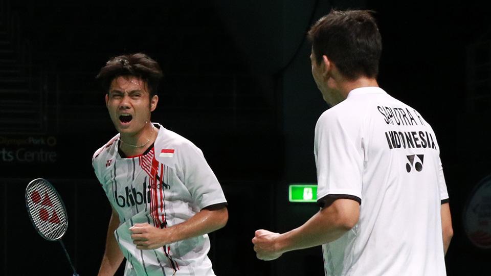 Hasil kualifikasi Indonesia Masters 2022 antara ganda putra Indonesia, Berry Angriawan/Rian Agung Saputro melawan wakil Malaysia, Tan Kian Meng/Tan Wee Kiong. - INDOSPORT