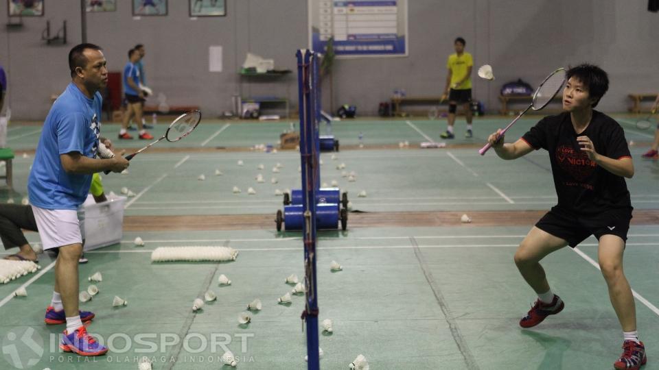 Suasana latihan pebulutangkis Indonesia. - INDOSPORT