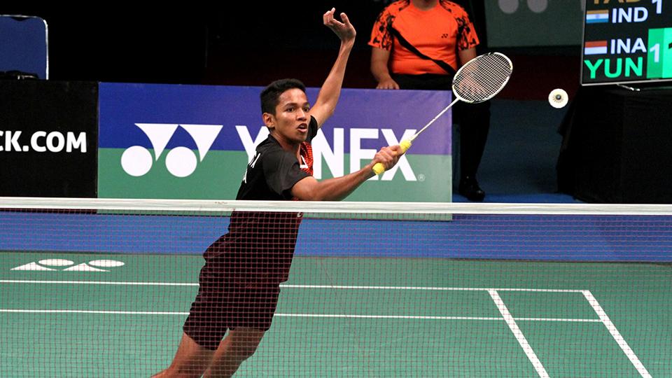Pebulutangkis Chico Aura Dwi Wardoyo berhasil menang mudah atas Alvi Wijaya Chairullah di laga lanjutan tunggal putra Mola TV PBSI Home Tournament