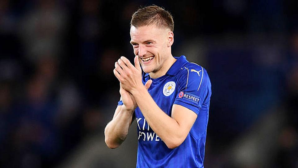 Penyerang Leicester City, Jamie Vardy pada laag Liga Champions (28/09/16) dini hari tadi WIB. Copyright: INTERNET