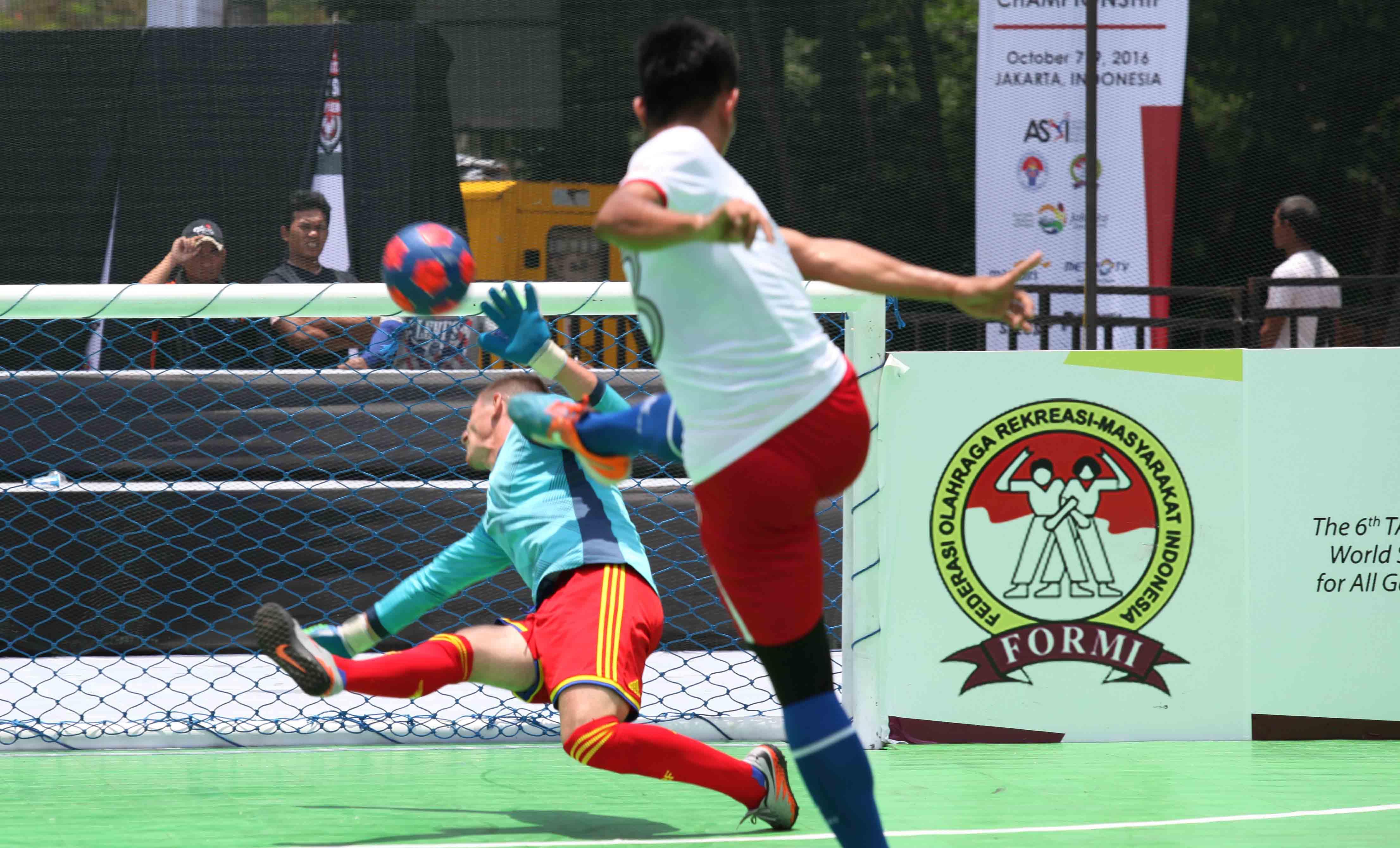 Ilustrasi street soccer yang berlangsung pada TAFISA Games 2016 di Jakarta.
