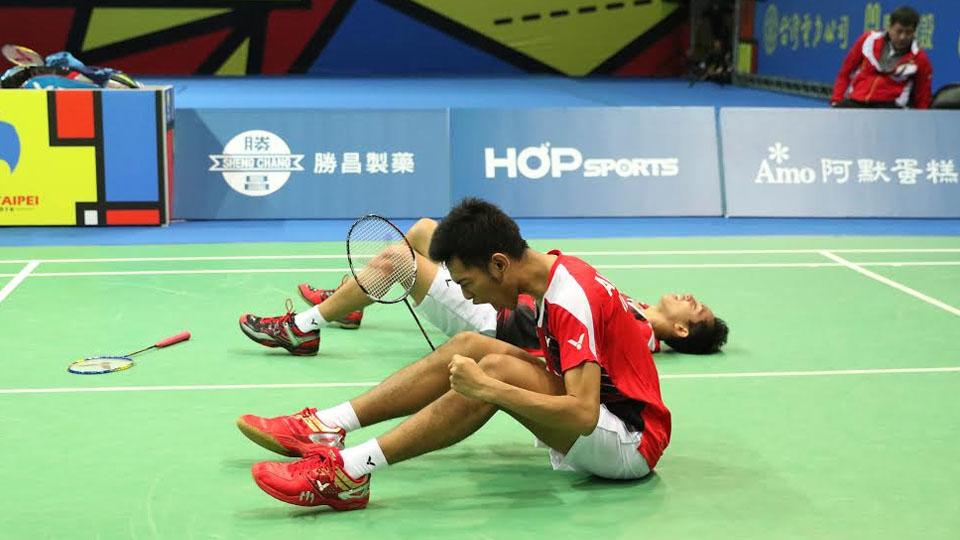 Pasangan ganda putra muda Indonesia, Fajar Alfian/Muhammad Rian Ardianto berhasil meraih gelar juara China Taipei atau Taiwan Masters 2016. Copyright: HUMAS PBSI/INDOSPORT