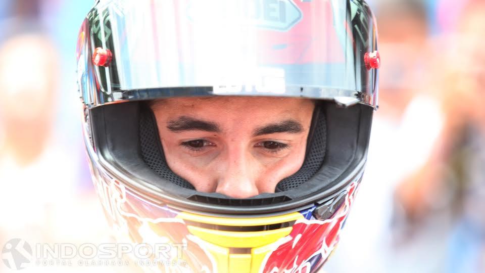Pembalap Repsol Honda, Marc Marquez, tengah berada di Sirkuit Sentul, Bogor, Selasa (25/10/16).