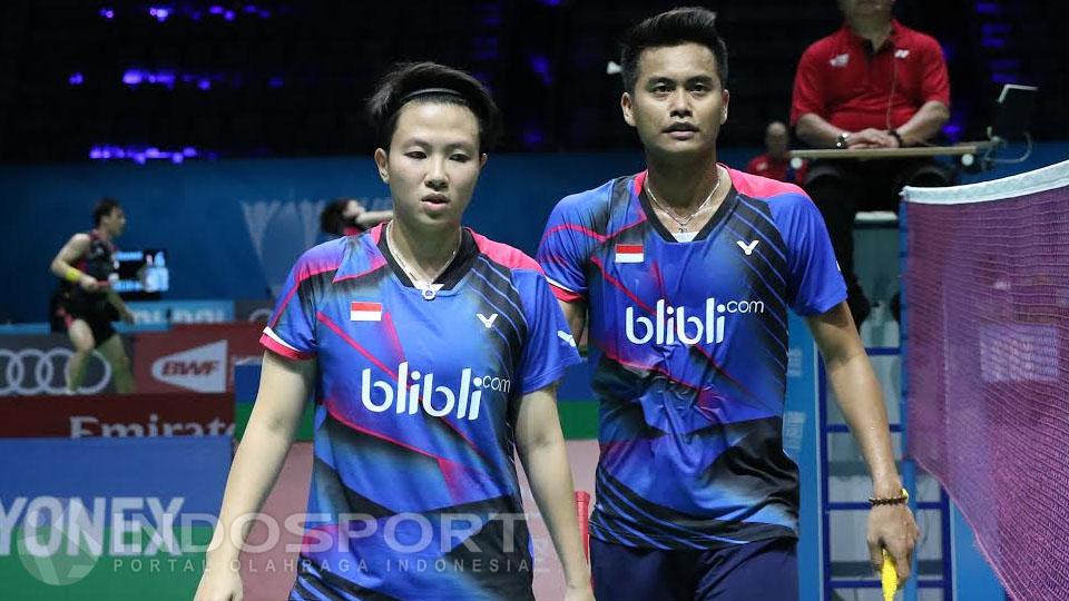 Pasangan ganda campuran, Tontowi Ahmad/Liliyana Natsir di ajang BWF Dubai World Super Series Finals 2016. Copyright: HUMAS PBSI