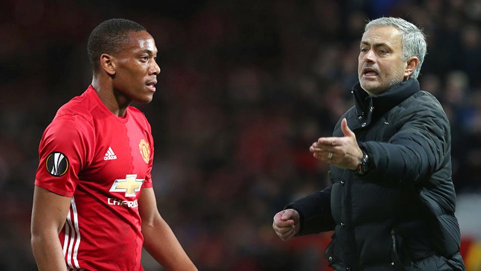 Anthony Martial dan Jose Mourinho Copyright: Indosport/GettyImages