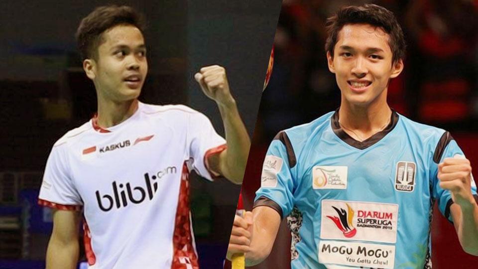 Anthony Ginting (kiri) dan Jonatan Christie. Copyright: Istimewa