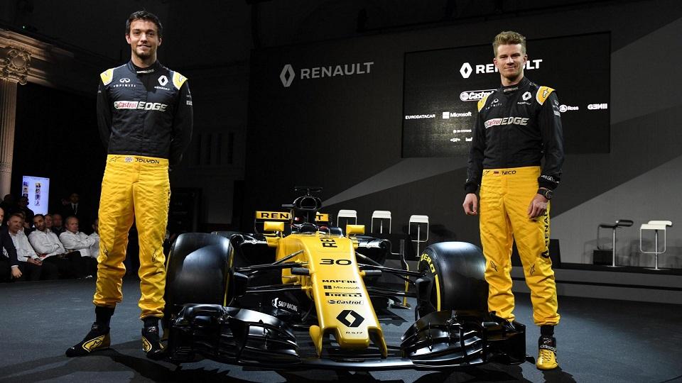 Kedua pembalap Renault, Jolyon Palmer dan Nico Hulkenberg. - INDOSPORT