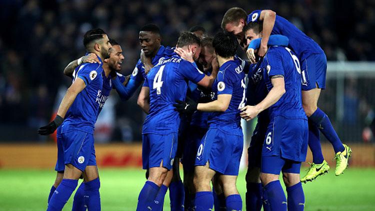 Selebrasi para pemain Leicester City.